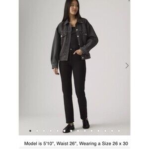 NWT Levi's 26 x 28 Wedgie Straight Ankle Jeans Button fly Black Denim *FLAWED*